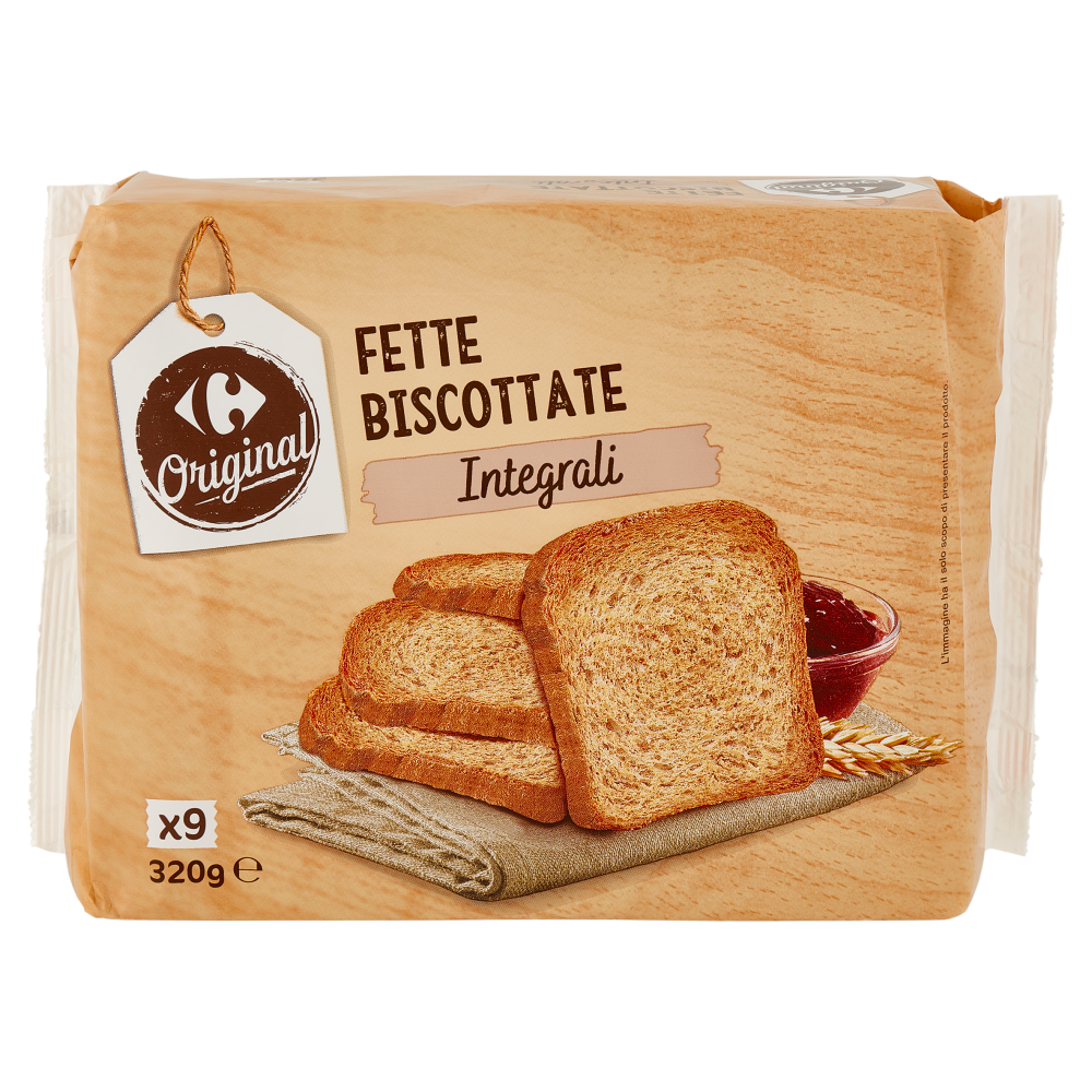 Carrefour Original Fette Biscottate Integrali 9 Monoporzioni 320 g