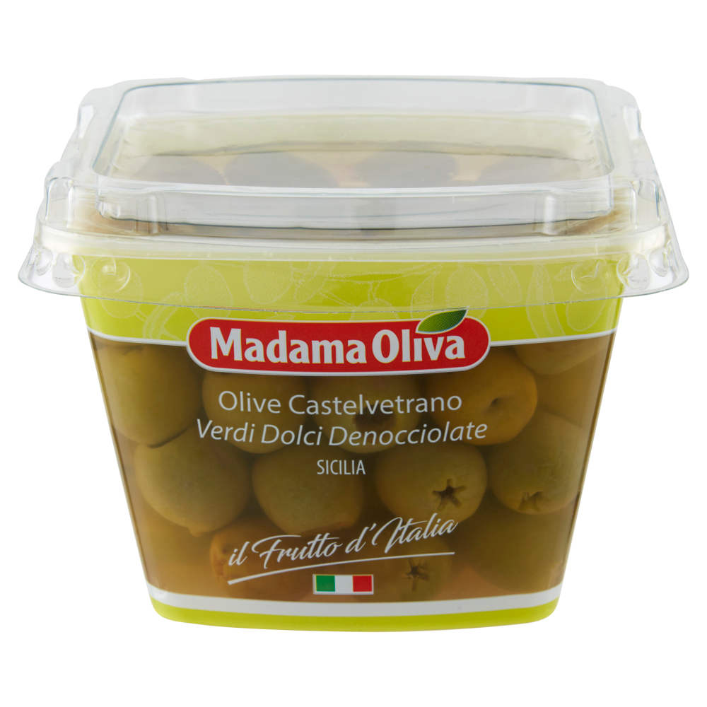 Madama Oliva il Frutto d'Italia Olive Castelvetrano Verdi Dolci Denocciolate 480 g
