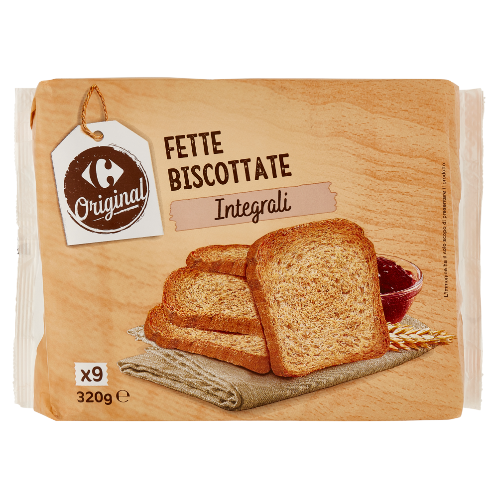 Carrefour Original Fette Biscottate Integrali 9 Monoporzioni 320 g