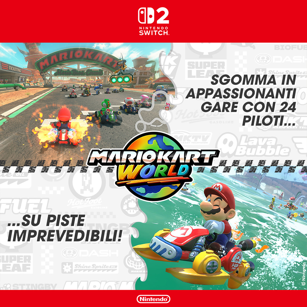 Nintendo Mario Kart World Switch 2 Standard Cinese semplificato, Cinese tradizionale, Tedesca, DUT, Inglese, ESP, Francese, ITA, Giapponese, Coreano, Portoghese, Russo Nintendo Switch 2