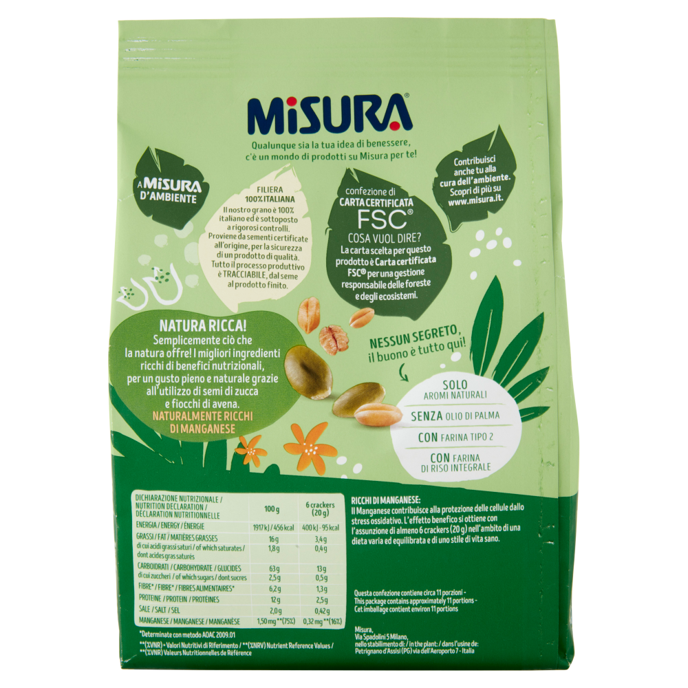 Misura Natura Ricca Cereali e Semi di Zucca Crackers 230 g
