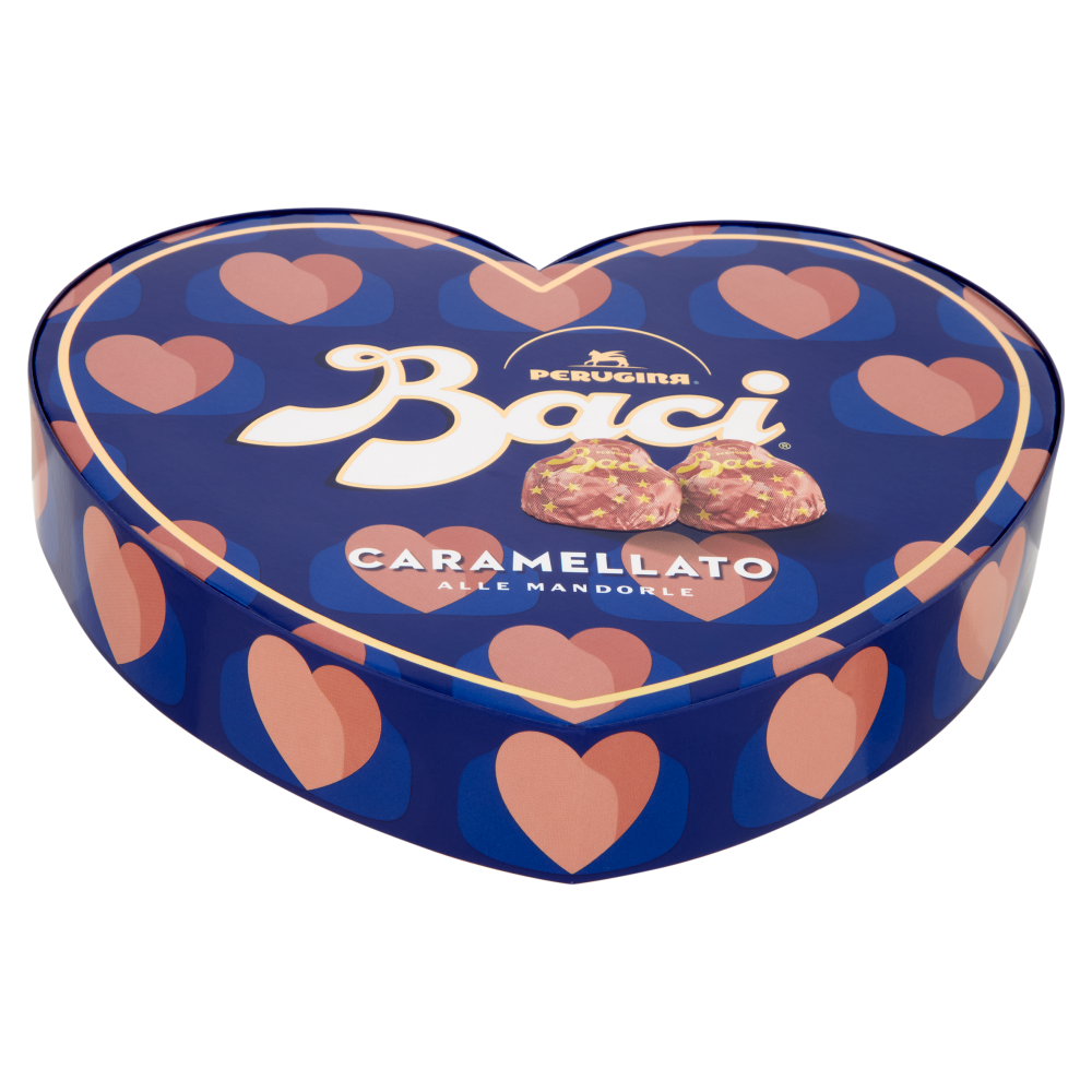 BACI PERUGINA Caramellato Cioccolatini Fondenti ripieni al Gianduia Scatola Cuore San Valentino 100g
