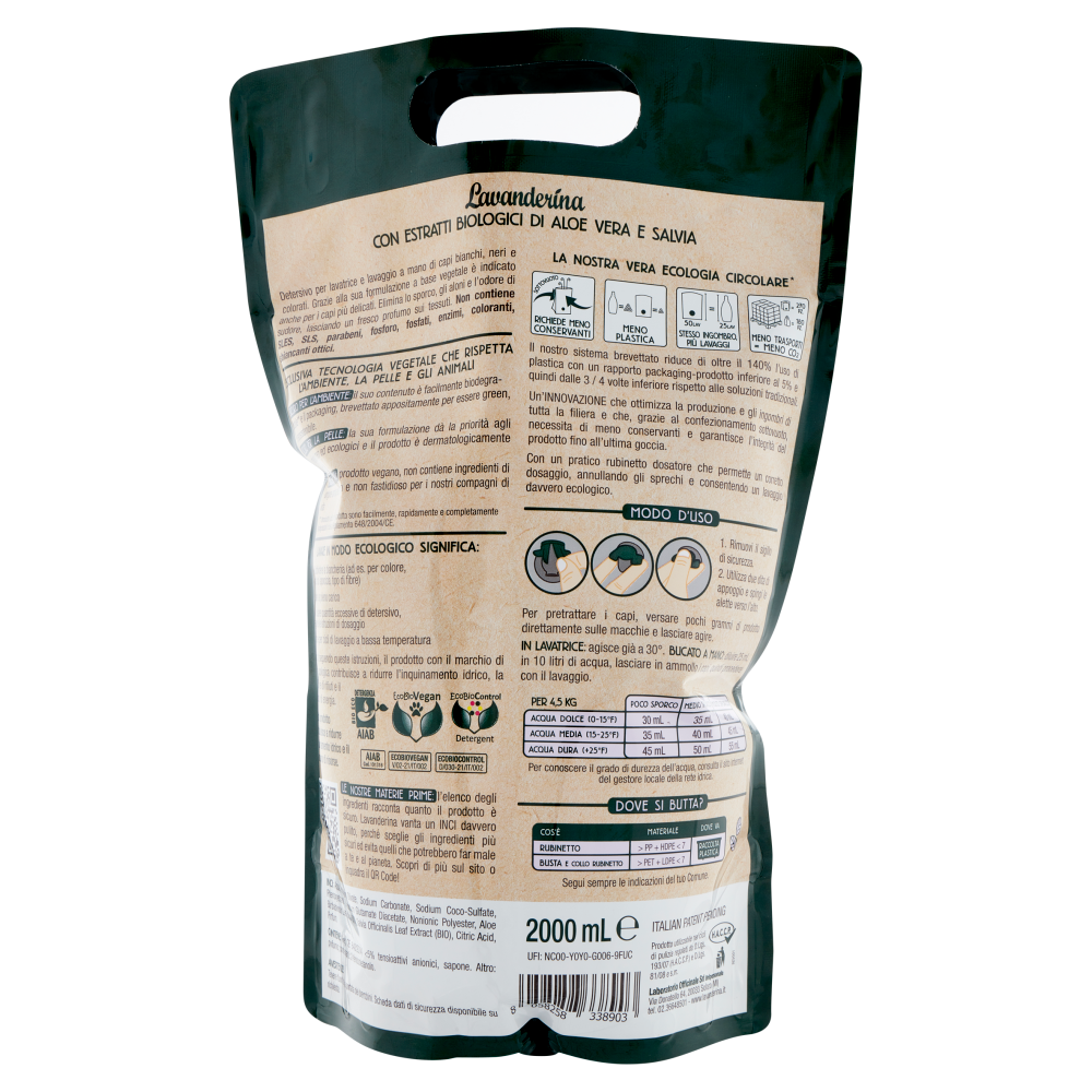 Lavanderina Lavatrice e Bucato a Mano Concentrato Fiorito Ecobio 2000 mL