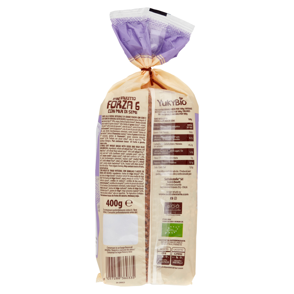 YukyBio A Pasta Madre Pane Bauletto Forza 6 con Mix di Semi 400 g
