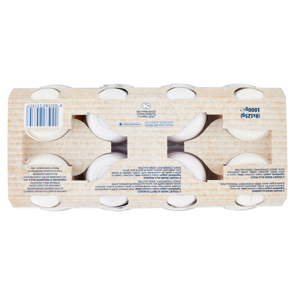 parmalat Yogurt Magro Pi&ugrave; Cremoso in Pezzi 2 Ananas, 2 Frutti Bosco, 2 Pesca, 2 Fragola 8 x 125 g
