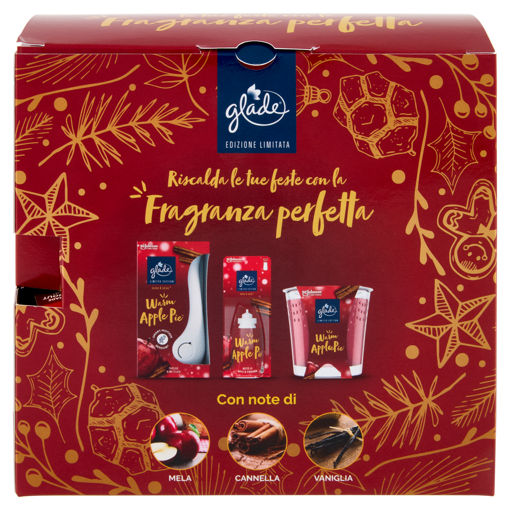 Glade&reg; Cofanetto regalo Warm Apple Pie (Candela, Diffusore Sense & Spray&trade; e 2 ricariche)