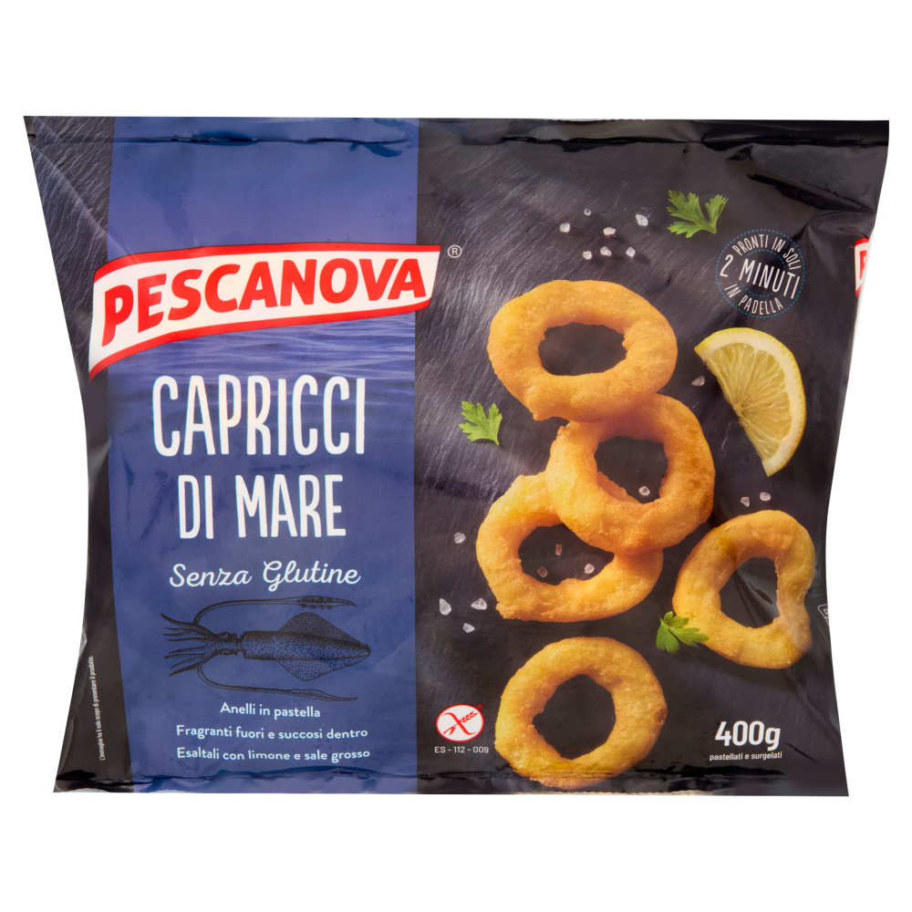 Pescanova Capricci di Mare Senza Glutine Anelli in pastella pastellati e surgelati 400 g