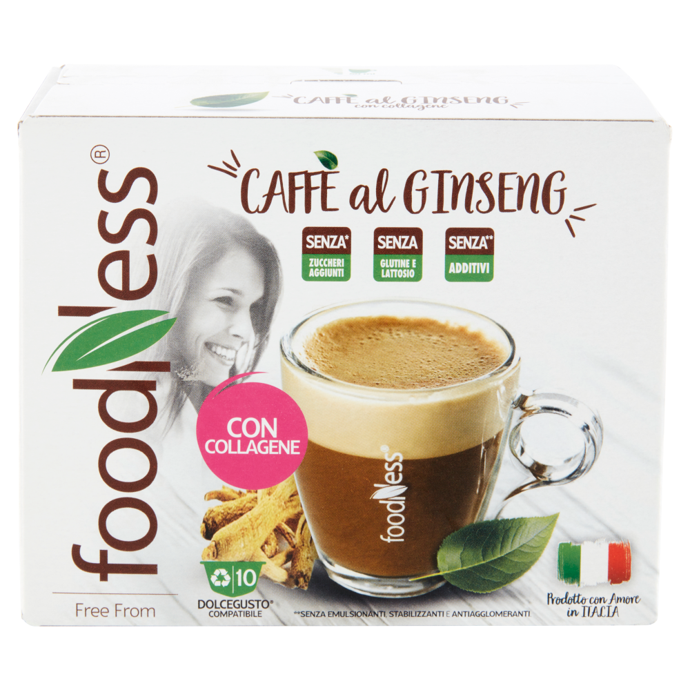 foodNess Caffè al Ginseng con Collagene Dolcegusto Compatibile 10 x 16 g