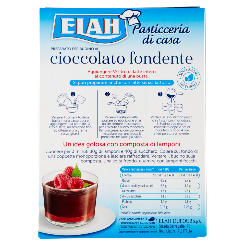 Elah Preparato per Budino al cioccolato fondente 90 g