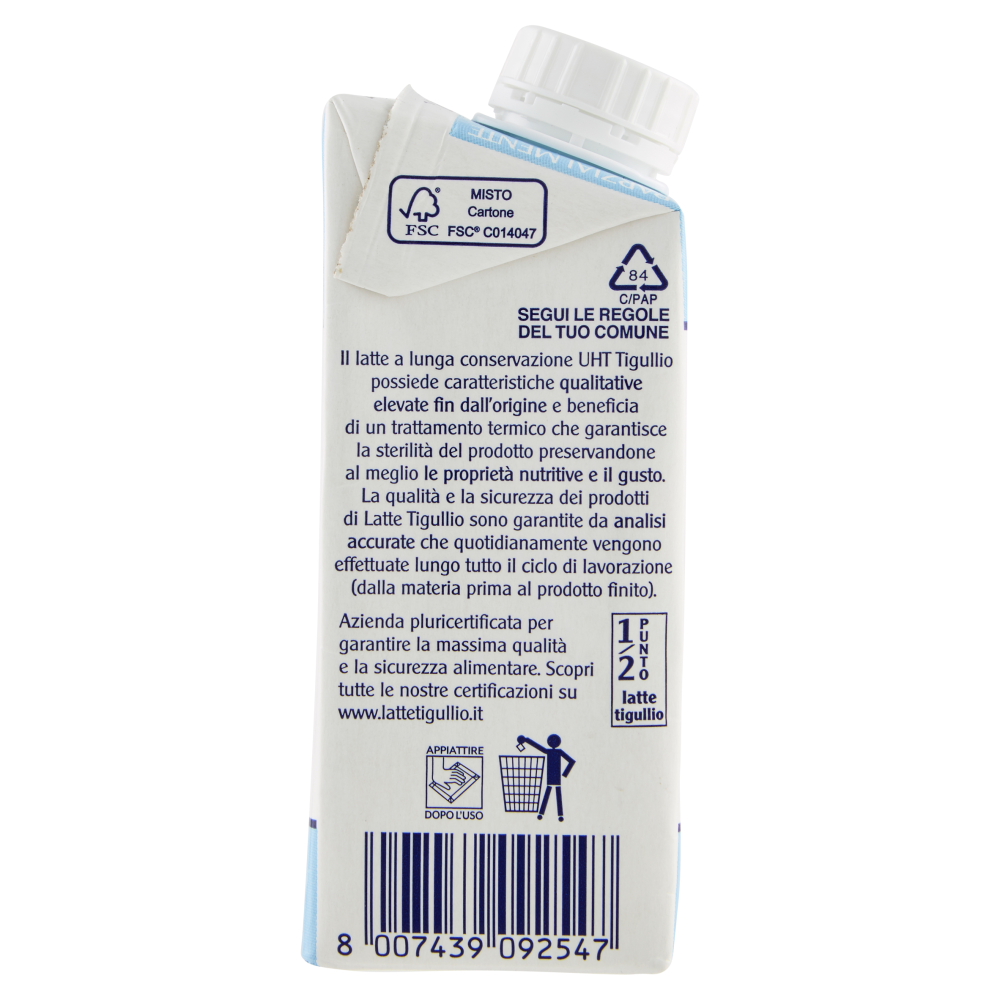 latte tigullio Latte UHT a Lunga Conservazione Parzialmente Scremato 200 ml