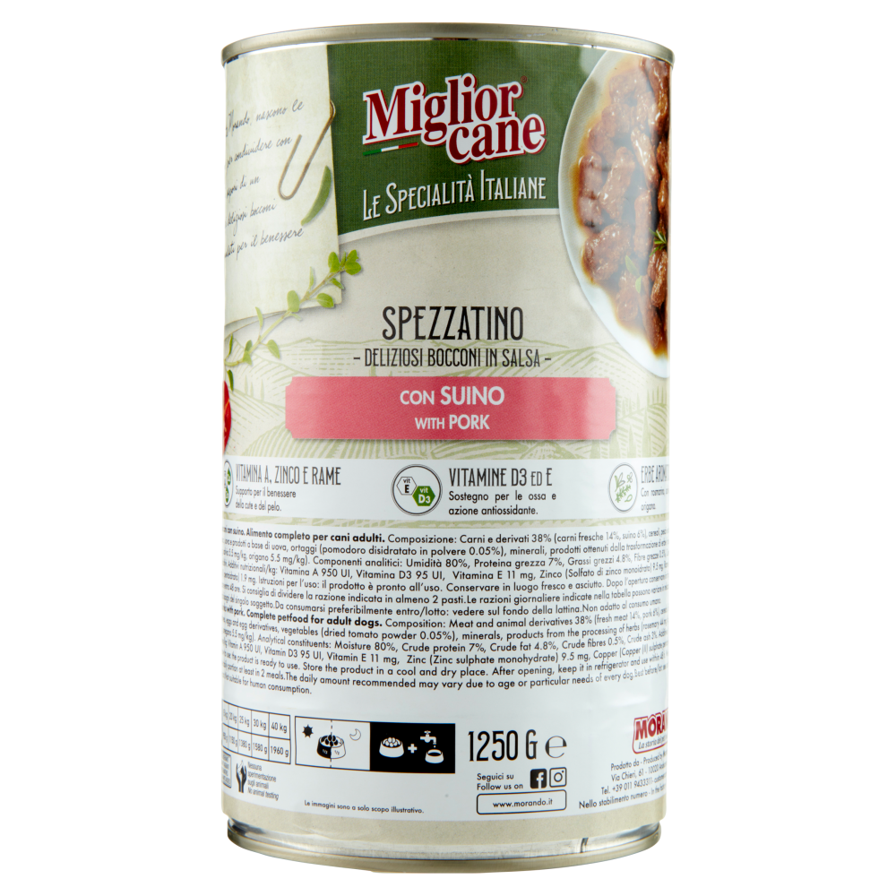 Migliorcane Le Specialità Italiane Spezzatino con Suino 1250 G