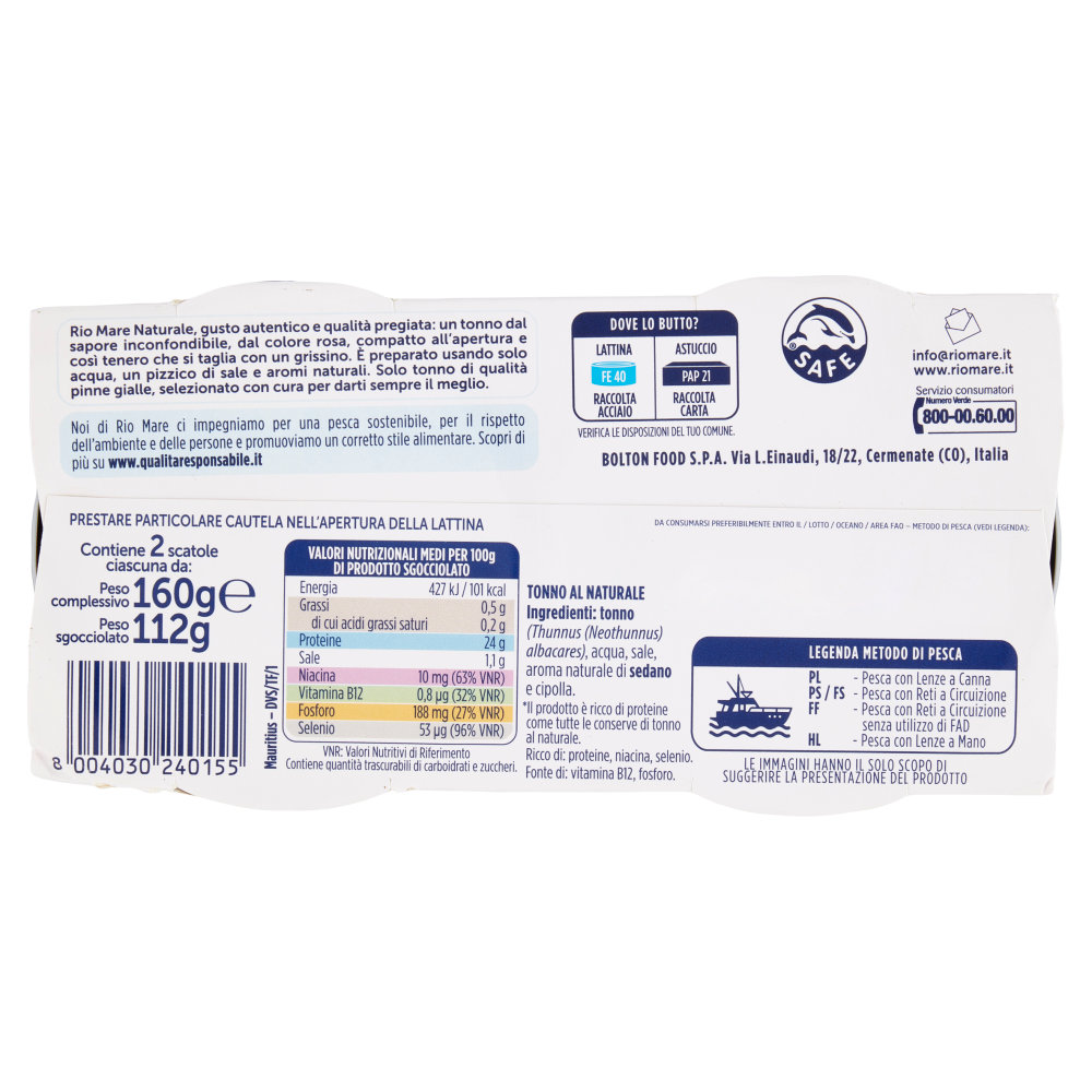 Rio mare Tonno al Naturale 2 x 160 g