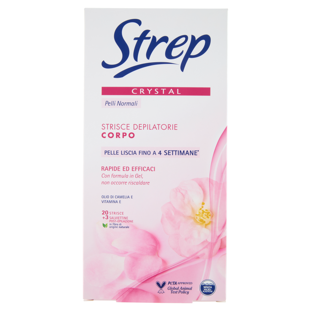 Strep Crystal Strisce Depilatorie Corpo 20 Strisce + 3 Salviettine