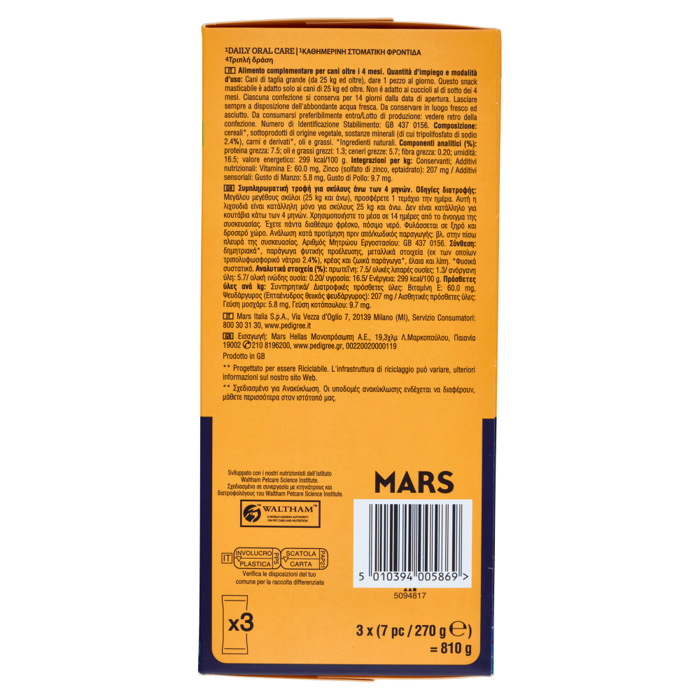 Pedigree Dentastix Snack per igiene orale Cane Grande 21 Pezzi 810 g