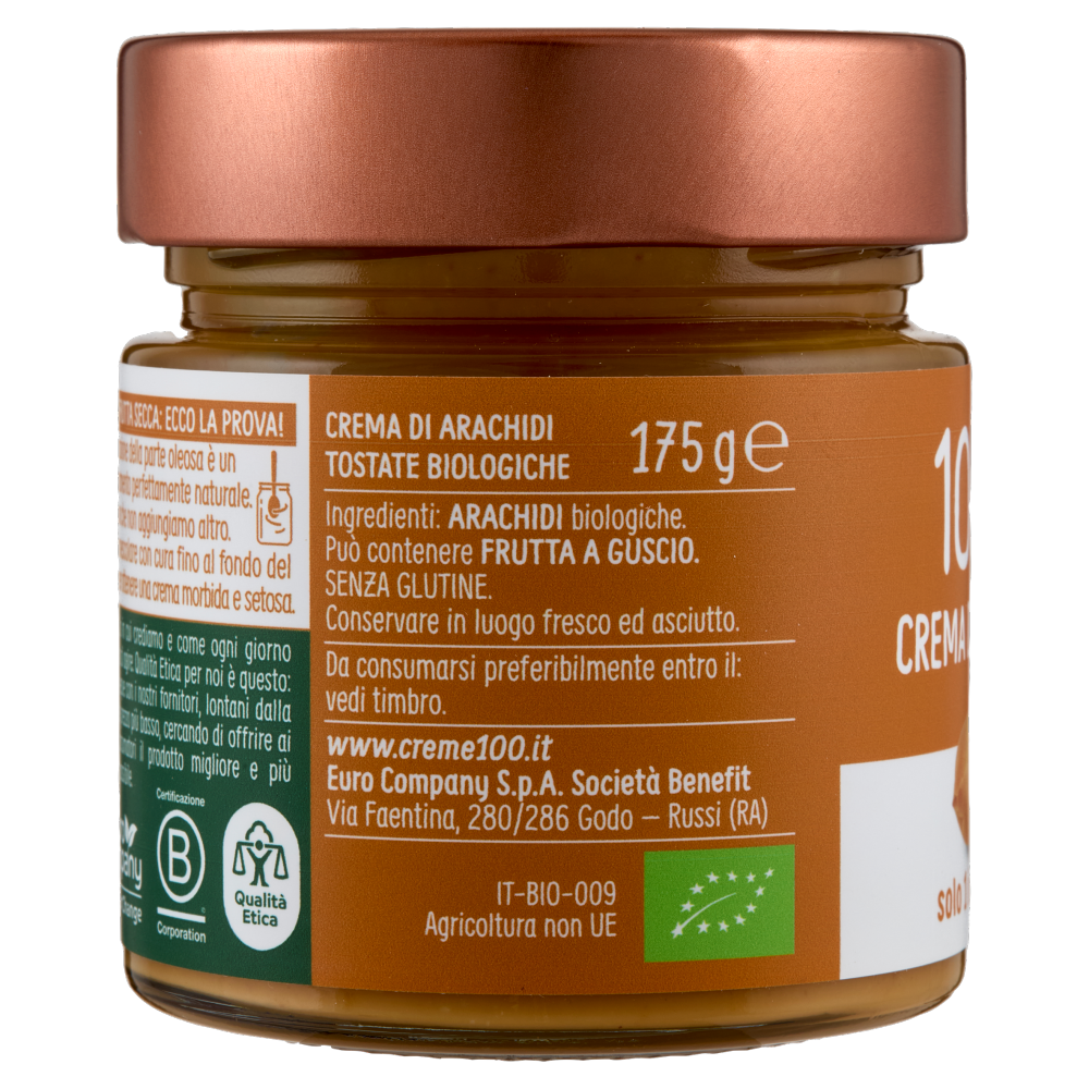 Euro Company 100% Crema di Arachidi Bio 175 g