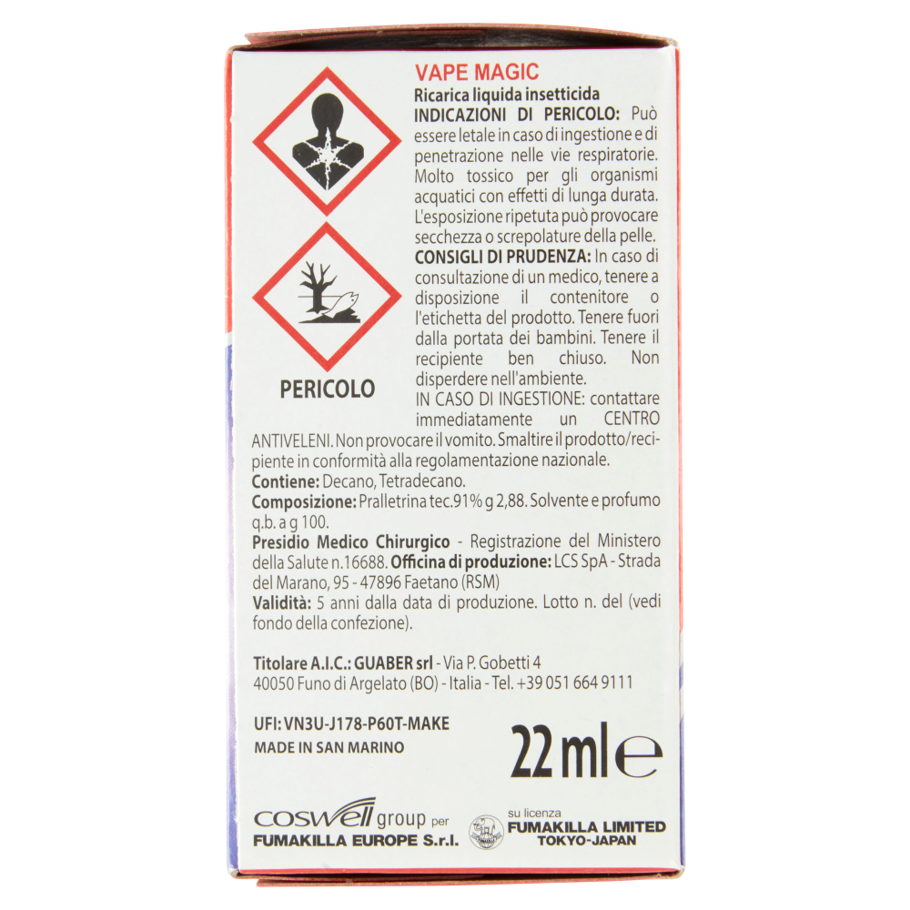 VAPE Mosche-Zanzare Liquido Ricarica 22 ml