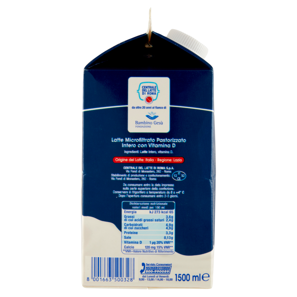Centrale del Latte di Roma Latte Intero 1500 ml