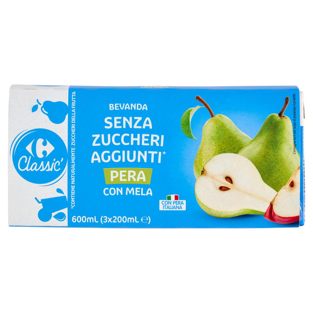 Carrefour Classic Bevanda Senza Zuccheri Aggiunti* Pera con Mela 3 x 200 ml