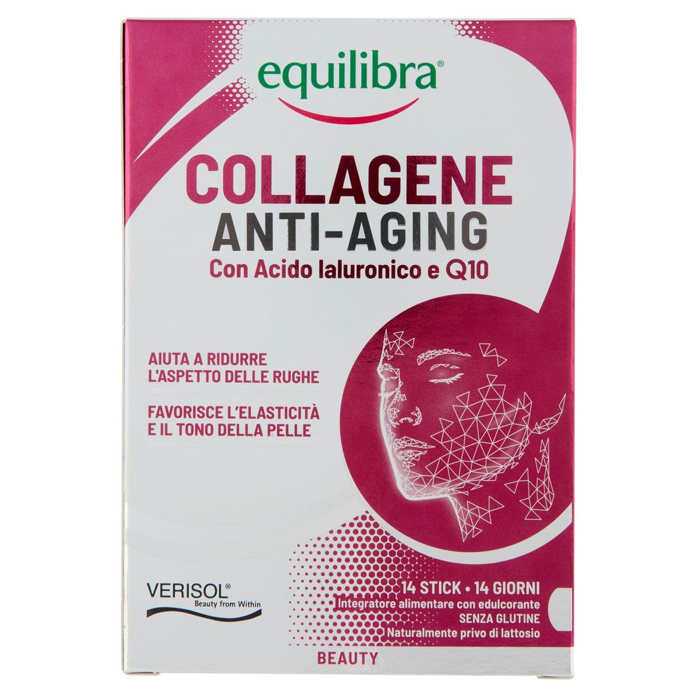 Equilibra Collagene Anti-Aging con Acido Ialuronico e Q10 14 Stick monodose 140 g