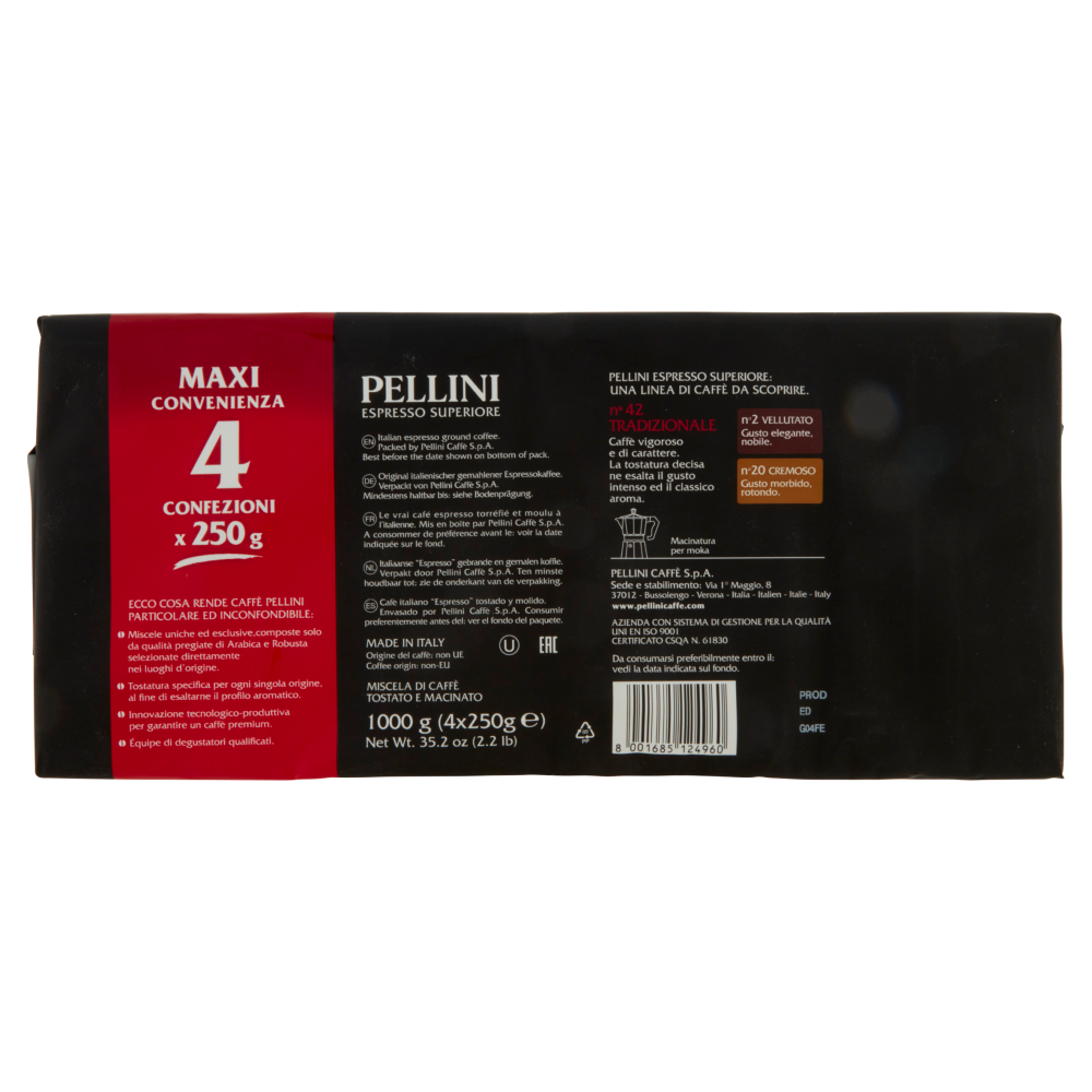 Pellini Espresso Superiore n&deg;42 Tradizionale 4 x 250 g
