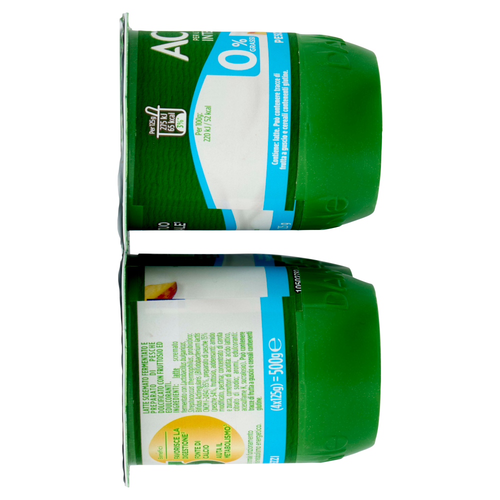 ACTIVIA Yogurt con Probiotico Bifidus, 0% Grassi, gusto Pesca, 4x125g