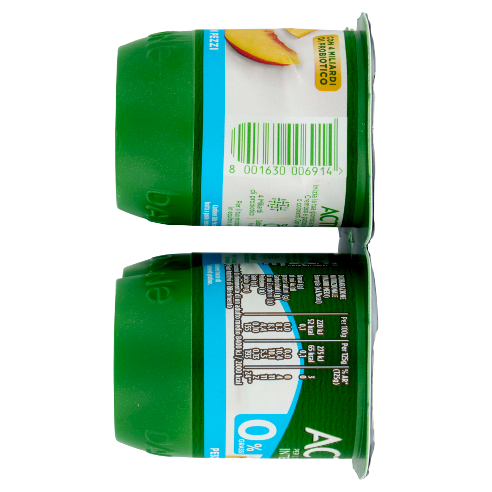ACTIVIA Yogurt con Probiotico Bifidus, 0% Grassi, gusto Pesca, 4x125g