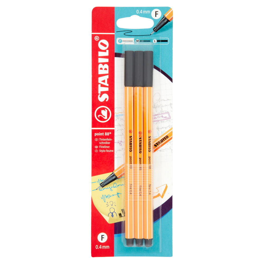STABILO point 88 penna fineliner nero - blister da 3 pz. 