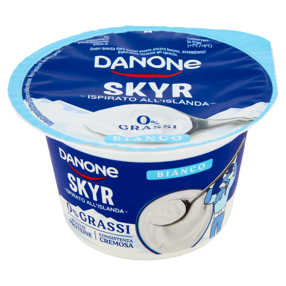 DANONE Skyr, Yogurt ispirato all'Islanda, 0% grassi, Cremoso, Ricco in Proteine, Bianco, 150g