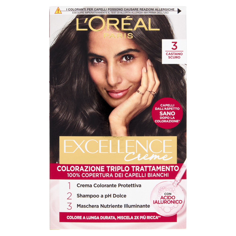 L'Oréal Paris Excellence Creme Colorazione Triplo Trattamento 3 Castano Scuro