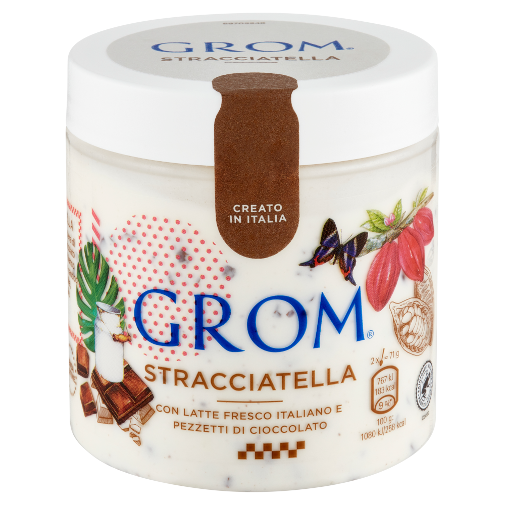 Grom Stracciatella con Latte Fresco Italiano e Pezzetti di Cioccolato 325 g