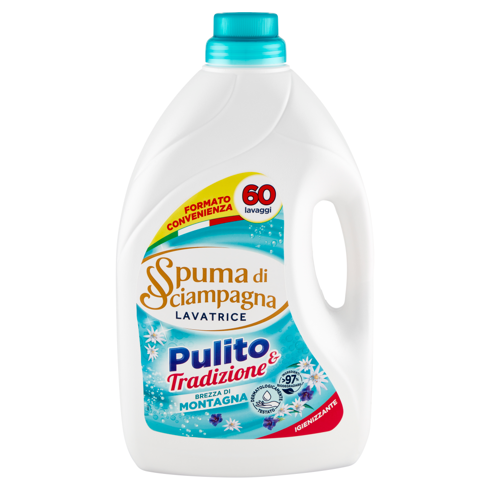 Spuma di Sciampagna Pulito & Tradizione Lavatrice Igienizzante Brezza Montagna 3000 ml