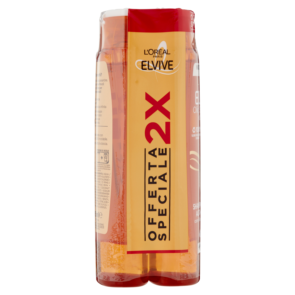 L'Or&eacute;al Paris Shampoo Elvive Olio Straordinario Cocco, Per Capelli Normali e Secchi, Confezione da 2