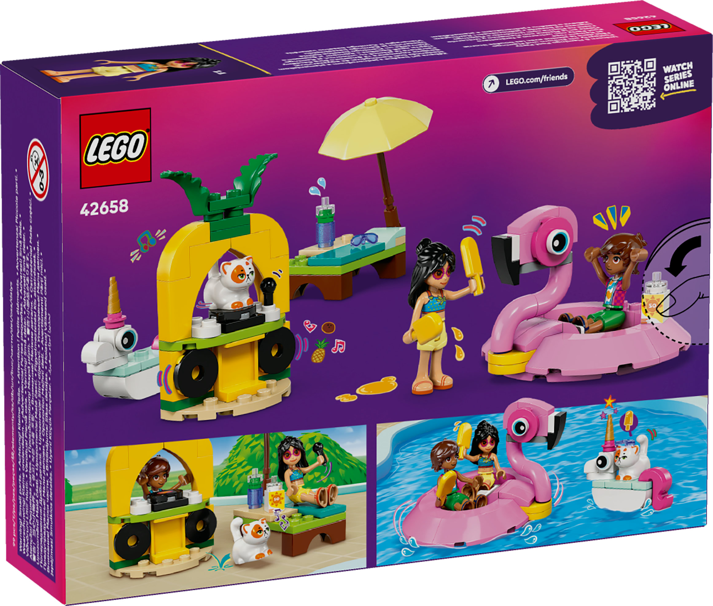 LEGO Friends Pool Party con unicorno e fenicottero