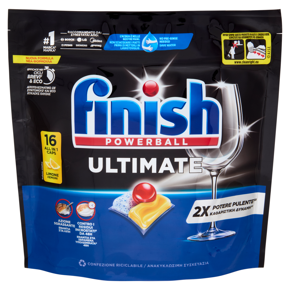 Finish Ultimate Limone pastiglie lavastoviglie 16 lavaggi 206,4 g