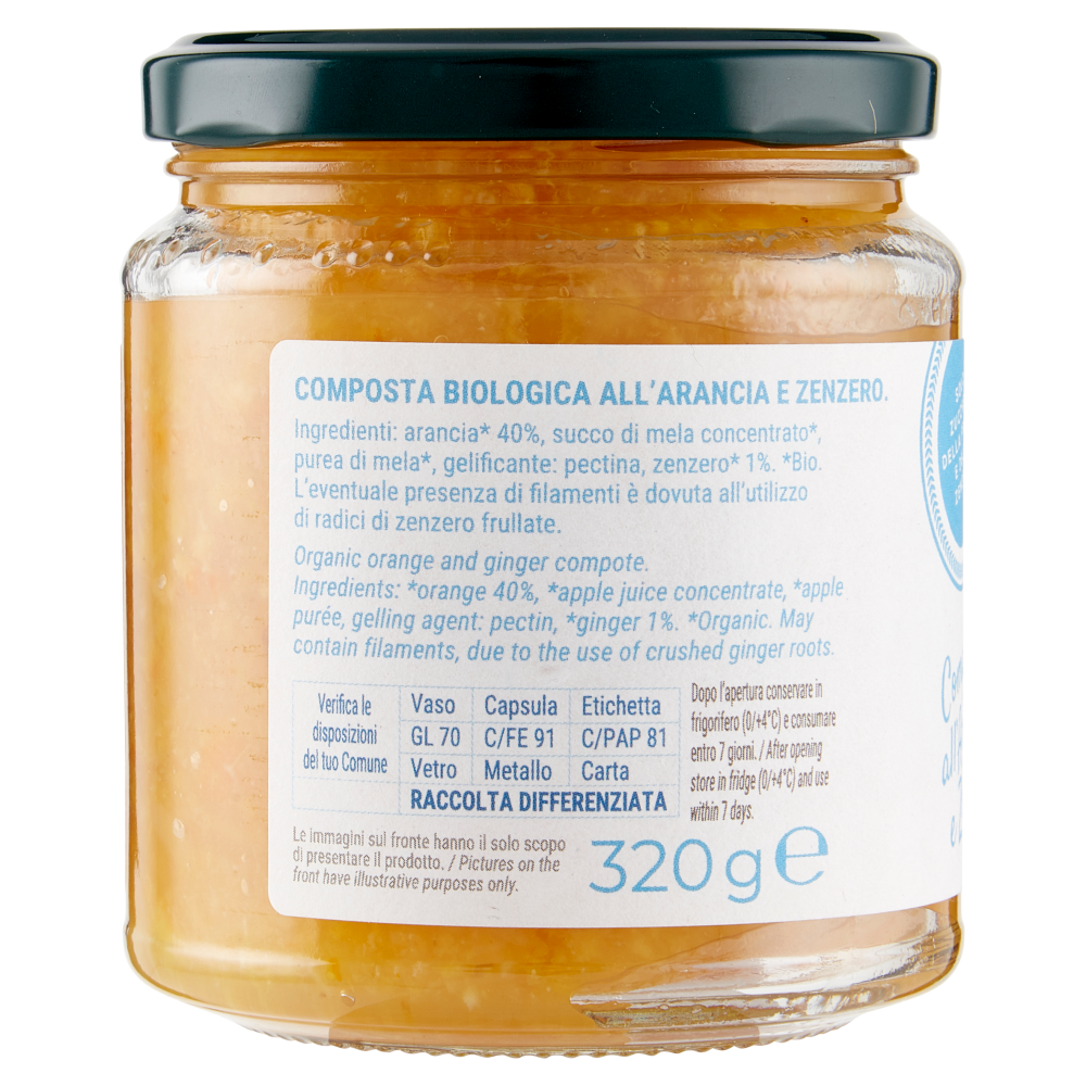 Bio Pi&ugrave; Composta all'Arancia e Zenzero 320 g