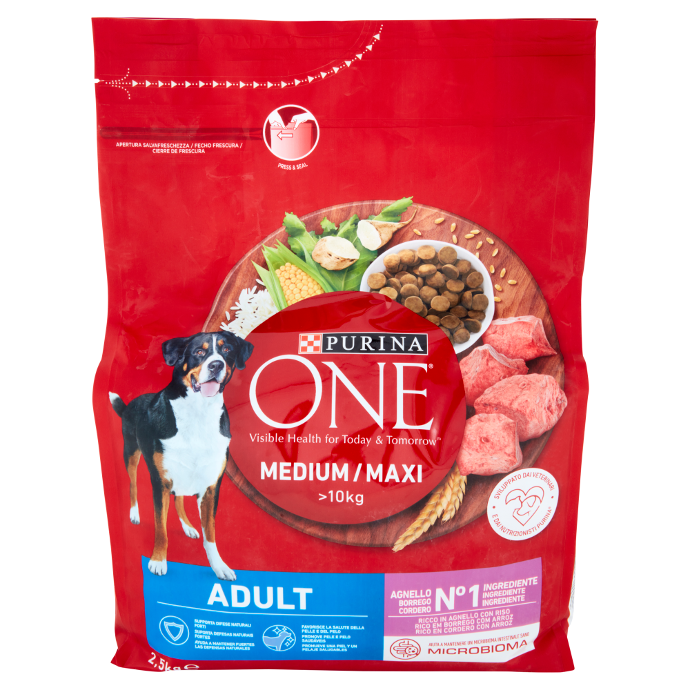 PURINA ONE Medium/Maxi Adult Ricco in Agnello con Riso 2,5 kg