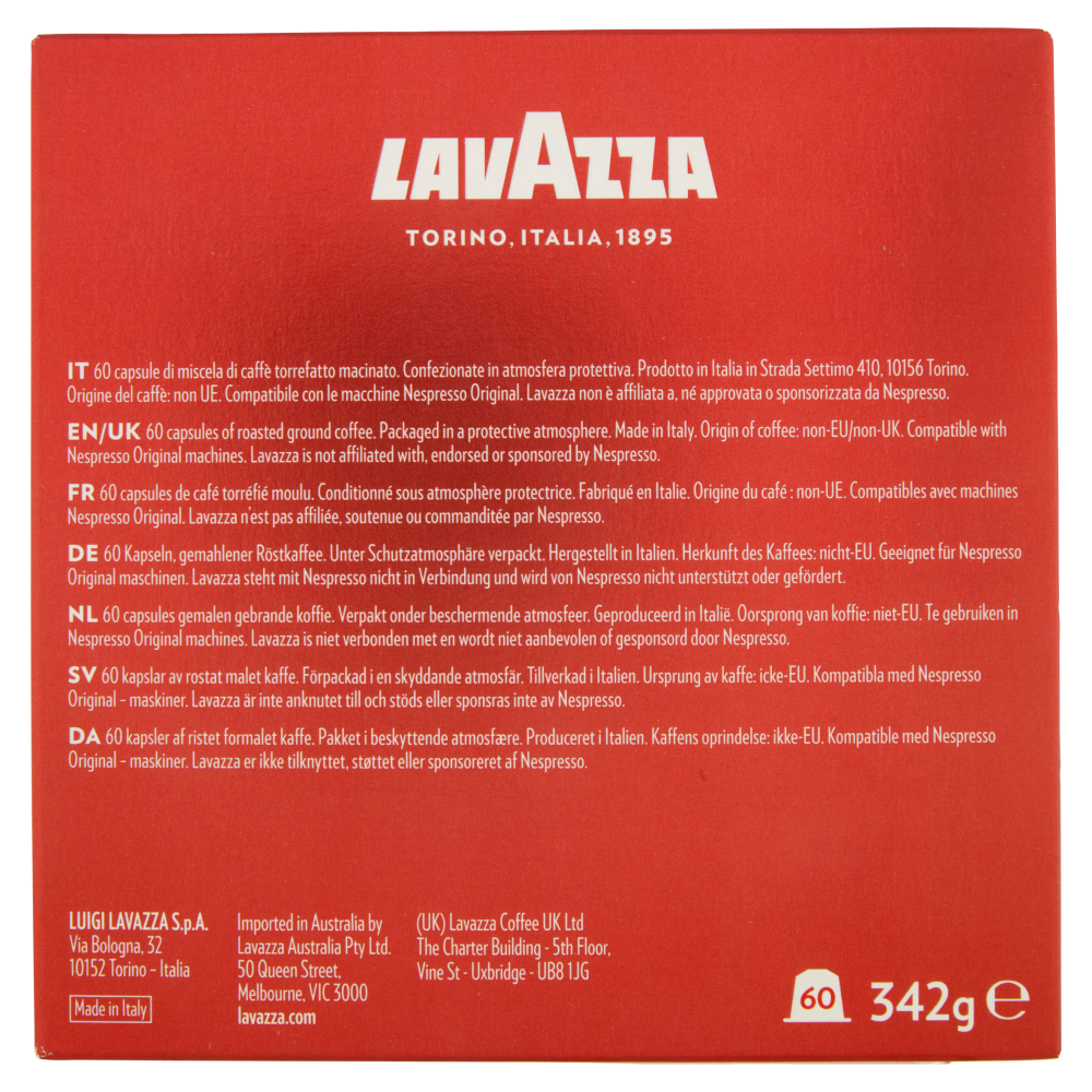 Lavazza Qualità Rossa Compatibile con Nespresso Original 60 Capsule 342 g