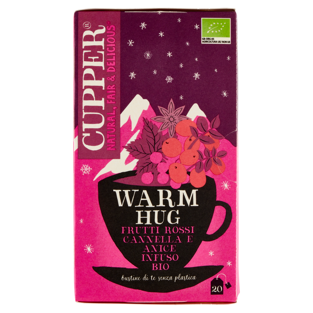 CUPPER Infuso Biologico Warm Hug, Tisana Natalizia con Frutti Rossi Cannella e Anice 20 Bustine 40g