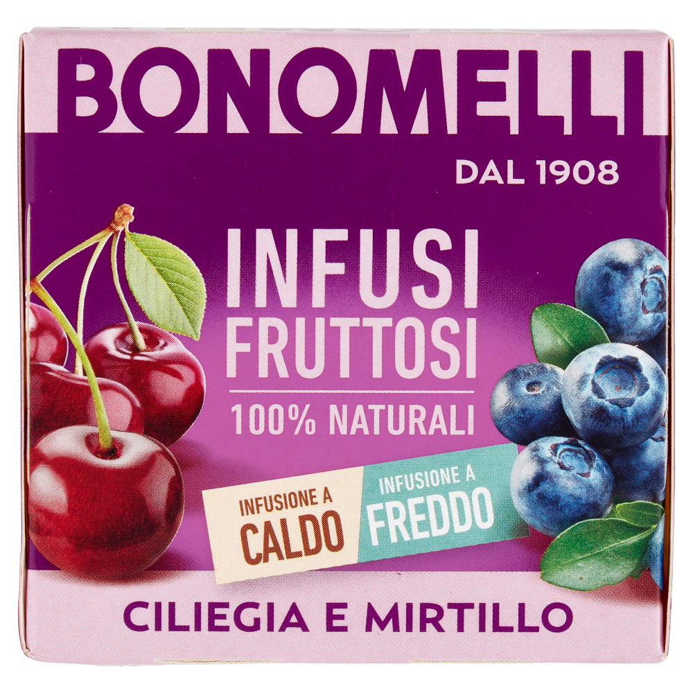 Bonomelli Infusi Fruttosi 100% Naturali Ciliegia e Mirtillo 12 Filtri 24 g