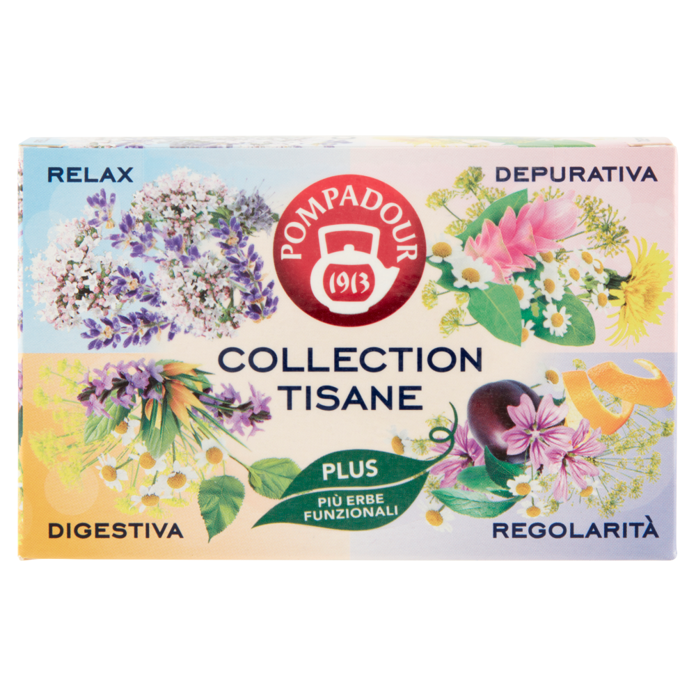 Pompadour Collection Tisane Plus Relax - Depurativa - Digestiva - Regolarità 16 x 2,2 g