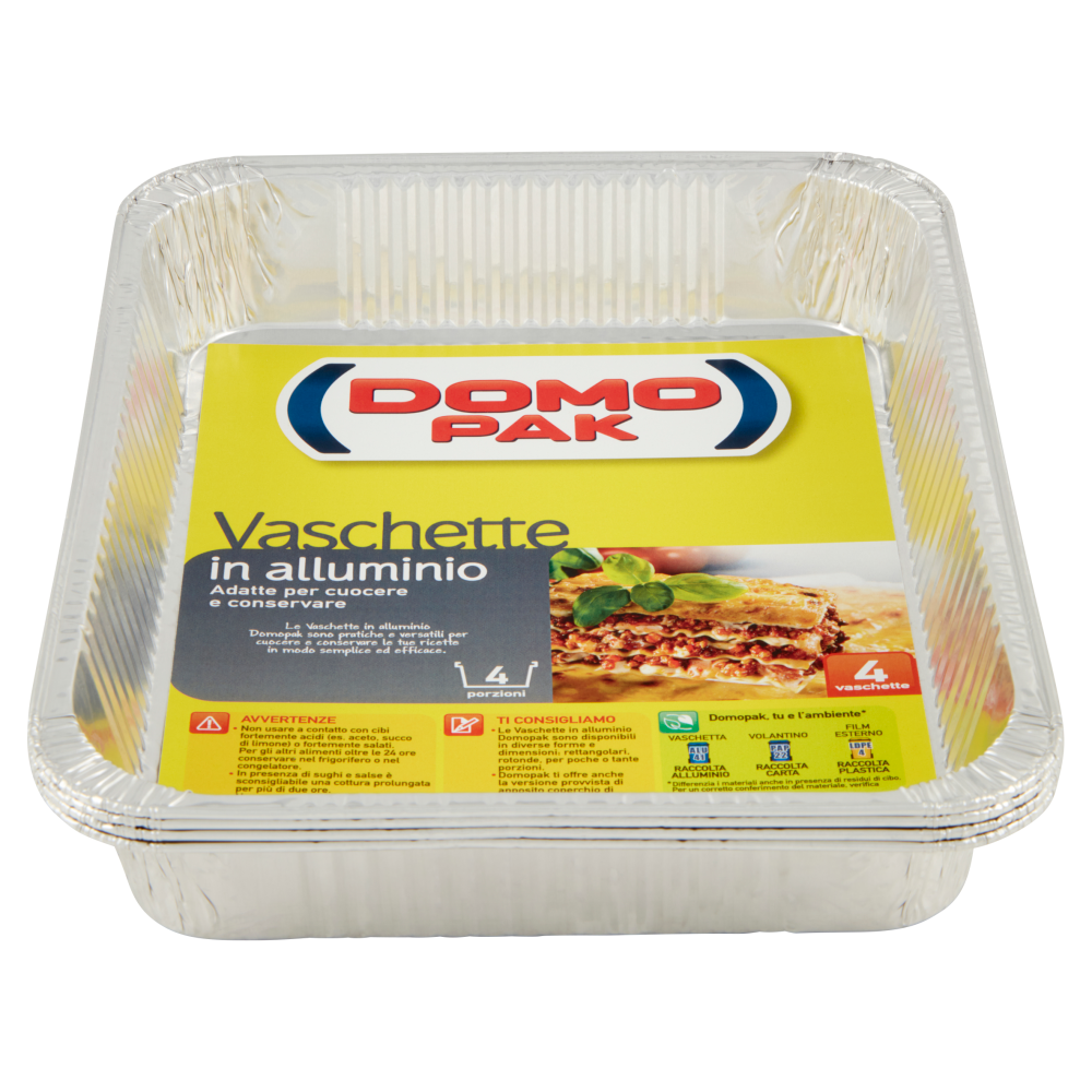 Domopak Vaschette in alluminio 4 porzioni 4 pz