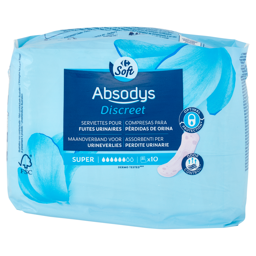 Carrefour Soft Absodys Discreet Assorbenti per Perdite Urinarie Super 10 pz