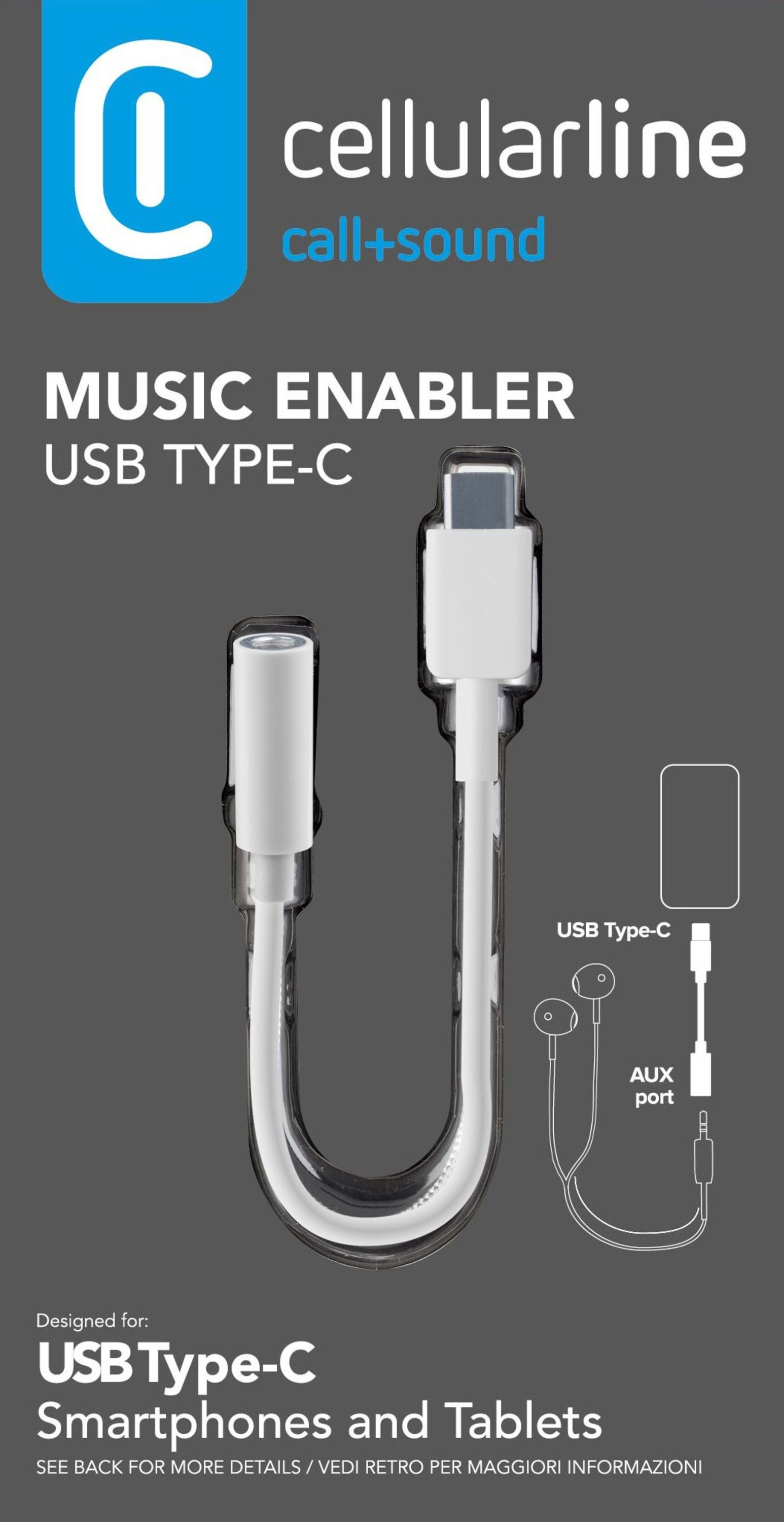 Cellularline MUSIC ENABLER TYPE-C Adattatore audio per jack 3.5 mm