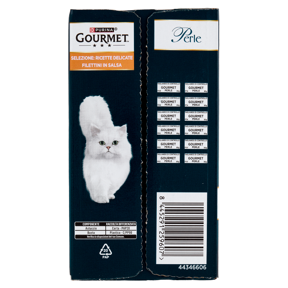 PURINA GOURMET Perle Ricette Delicate Filettini in Salsa Anatra, Pollo, Tacchino, Vitello 12x85g