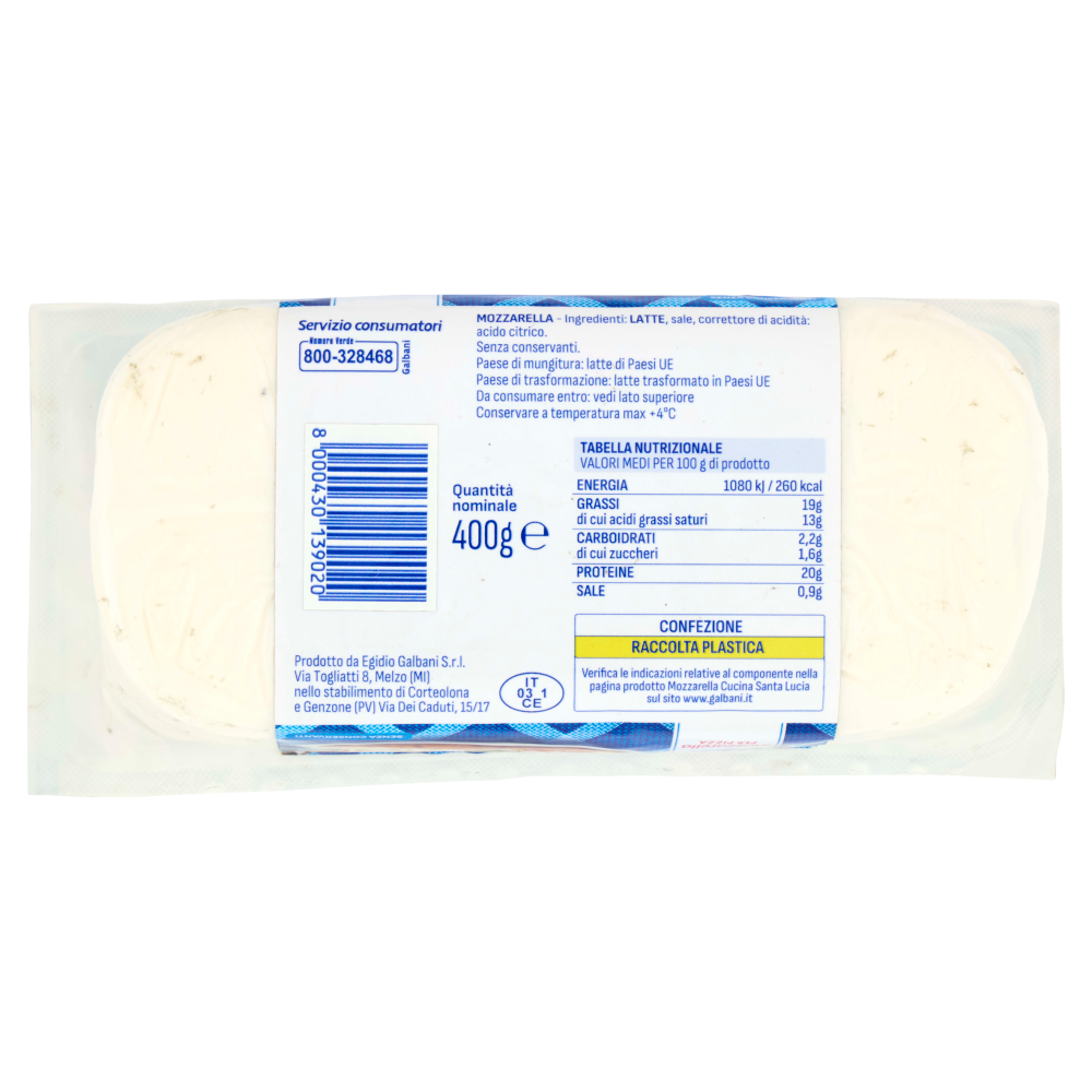 Galbani Santa Lucia Mozzarella per Pizza 400 g