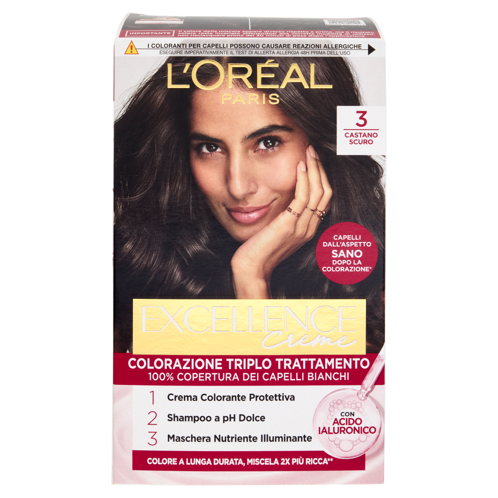 L'Oréal Paris Excellence Creme Colorazione Triplo Trattamento 3 Castano Scuro