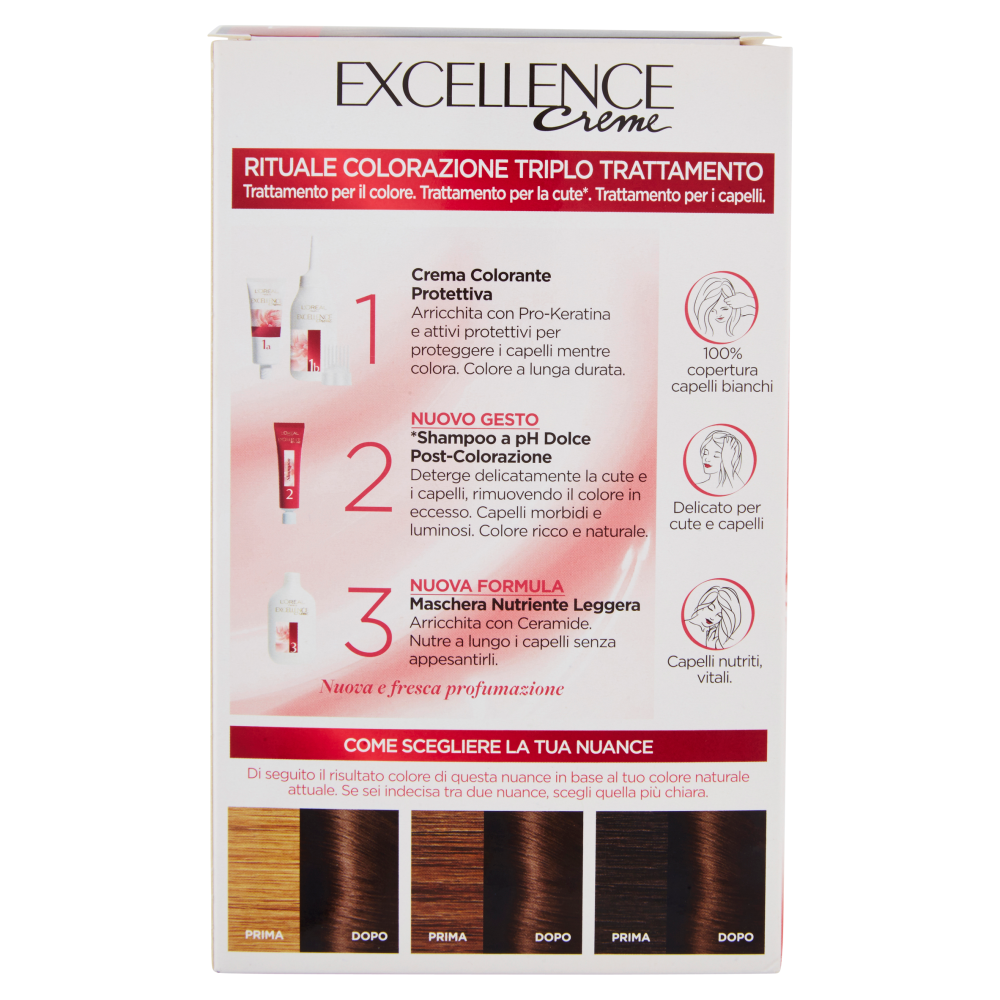 L'Or&eacute;al Paris Excellence, Crema colorante triplo trattamento avanzato, 4 Castano