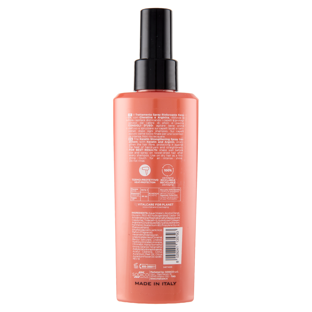 Vitalcare Professional Keratin Spray Rinforzante Termo-Protettivo 125 ml