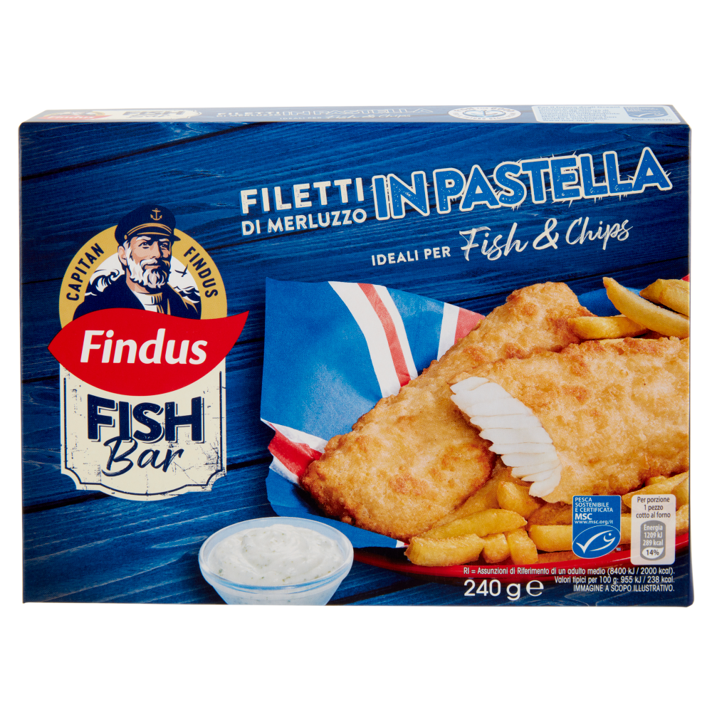 Capitan Findus Fish Bar Filetti di Merluzzo in Pastella 240 g