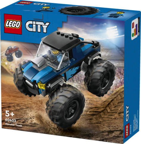 LEGO City 60402 Monster Truck Blu, Veicolo Giocattolo Fuoristrada, Giochi per Bambini di 5+ Anni con Minifigure del Pilota
